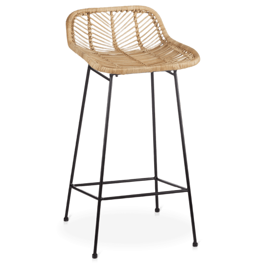 Rattan and Metal Bar Stool