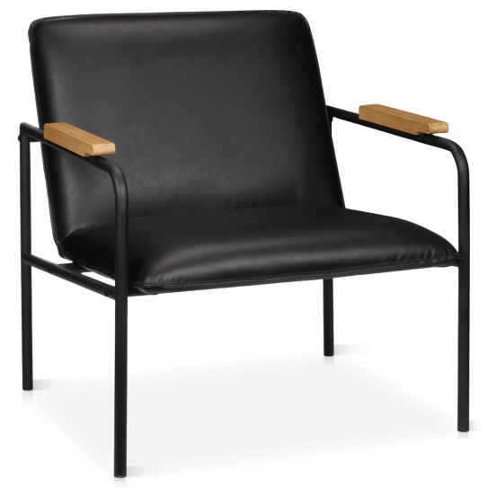 Metal and Black Faux-Leather Lounge Chair