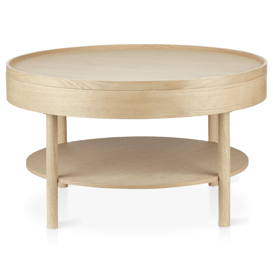 Wooden Round Coffee Table with Lift Top