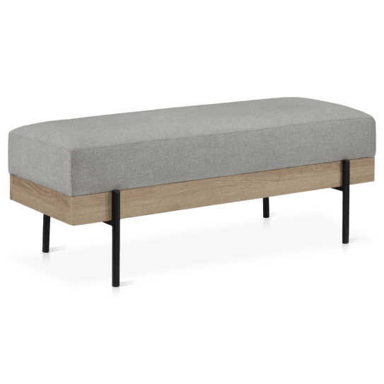 Grey Fabric & Wood Bench