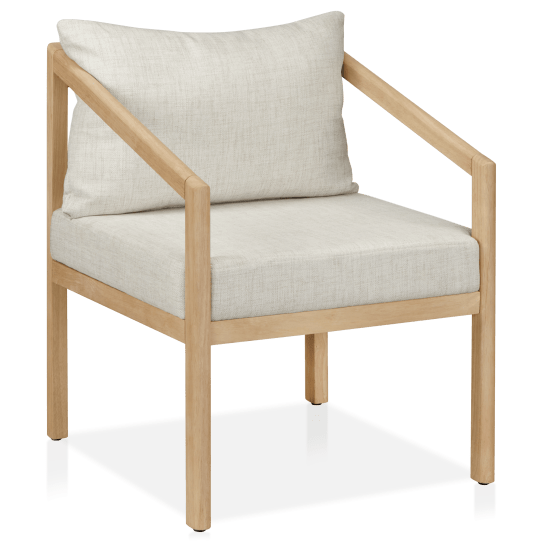 Natural Fabric and Wood Lounge Chair