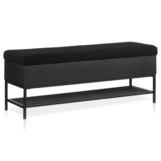 Fabric and Metal Storage Bench