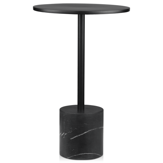 Black Side Table with Marble Base