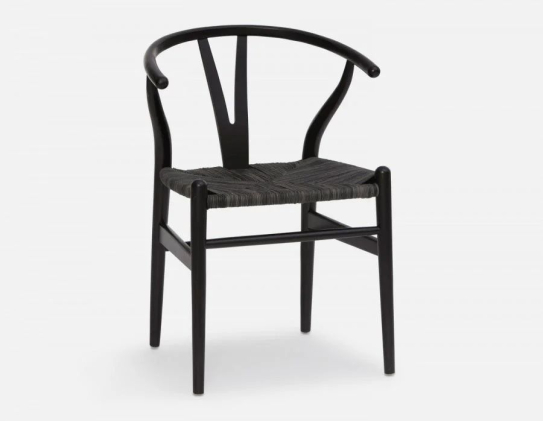 Denmark Beech Wood And Paper Cord Dining Chair Black