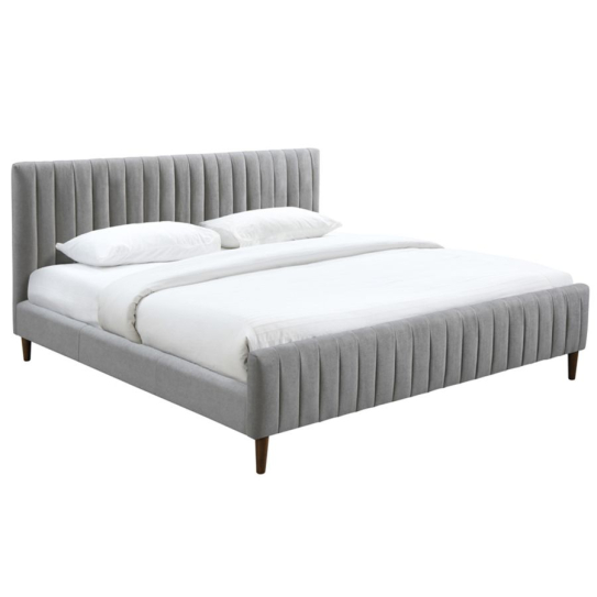 Hannah 78" King Platform Bed in Light Grey